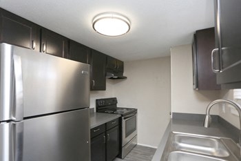 Image of kitchen with cabinets and stainless steel appliances
